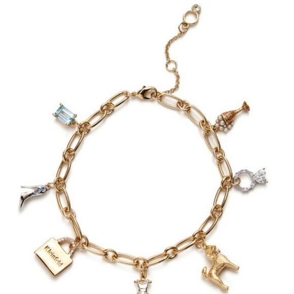 Kleinfeld Womens Bridal Icons Charm Adjustable Bracelet Crystal Two-tone NWT